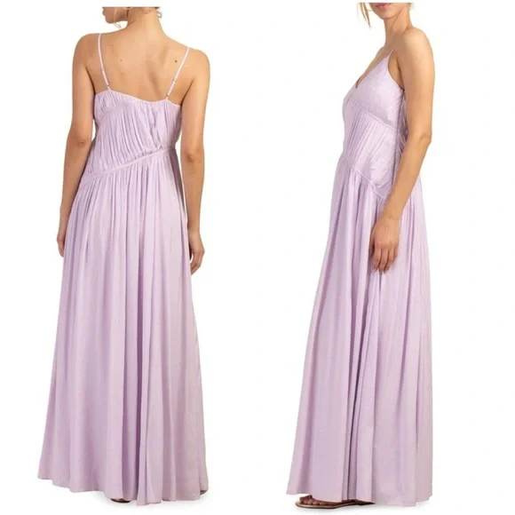 Trina Turk Women's Asymmetrical Pleated Cherry Grove Purple Maxi Dress Medium - Picture 3 of 14